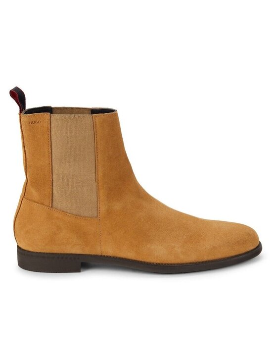 HUGO BOSS Kyron Cheb Men\'s Suede Chelsea Ankle Boots in Camel Size 43 / US 10